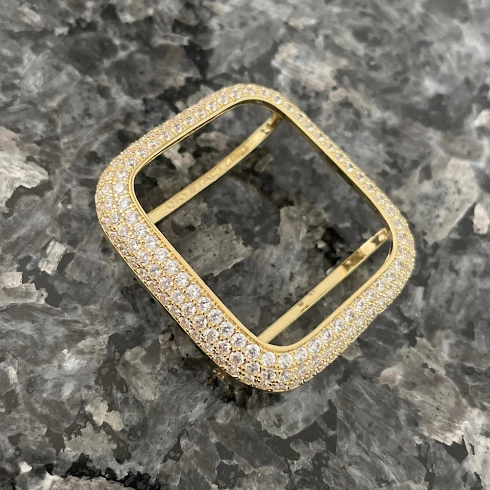 2 pc Apple Watch set white gold lab diamond case and crystal band classy bling